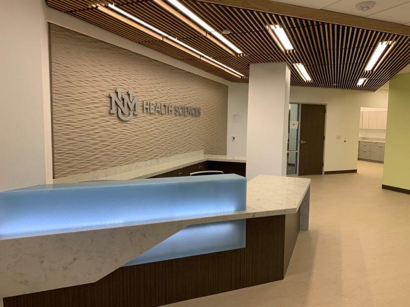 renovated front desk reception area