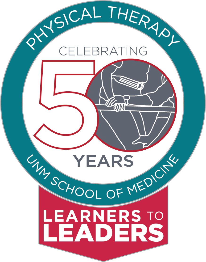 graphic to celebrate UNM School of Medicine Physical Therapy Program 50th anniversary