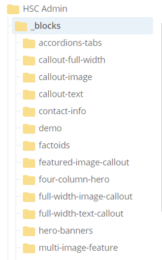 Folder structure - left side of cascade.