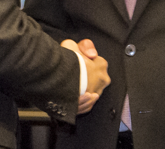Deux personnes se serrant la main