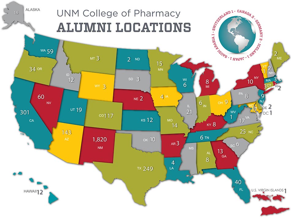 Alumni locations around the United States