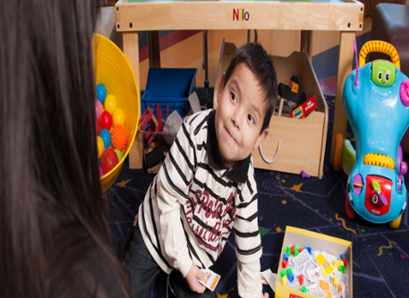 A young boy playing