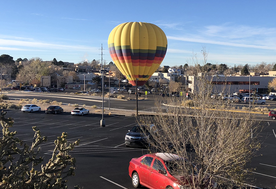 Hot air balloon landing.