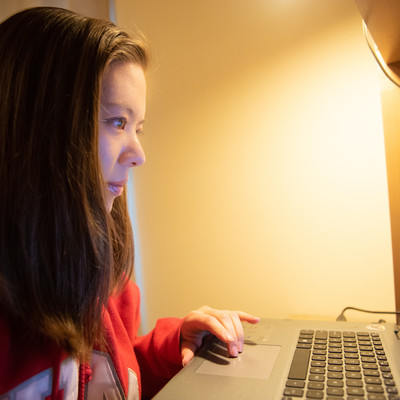 female student at computer