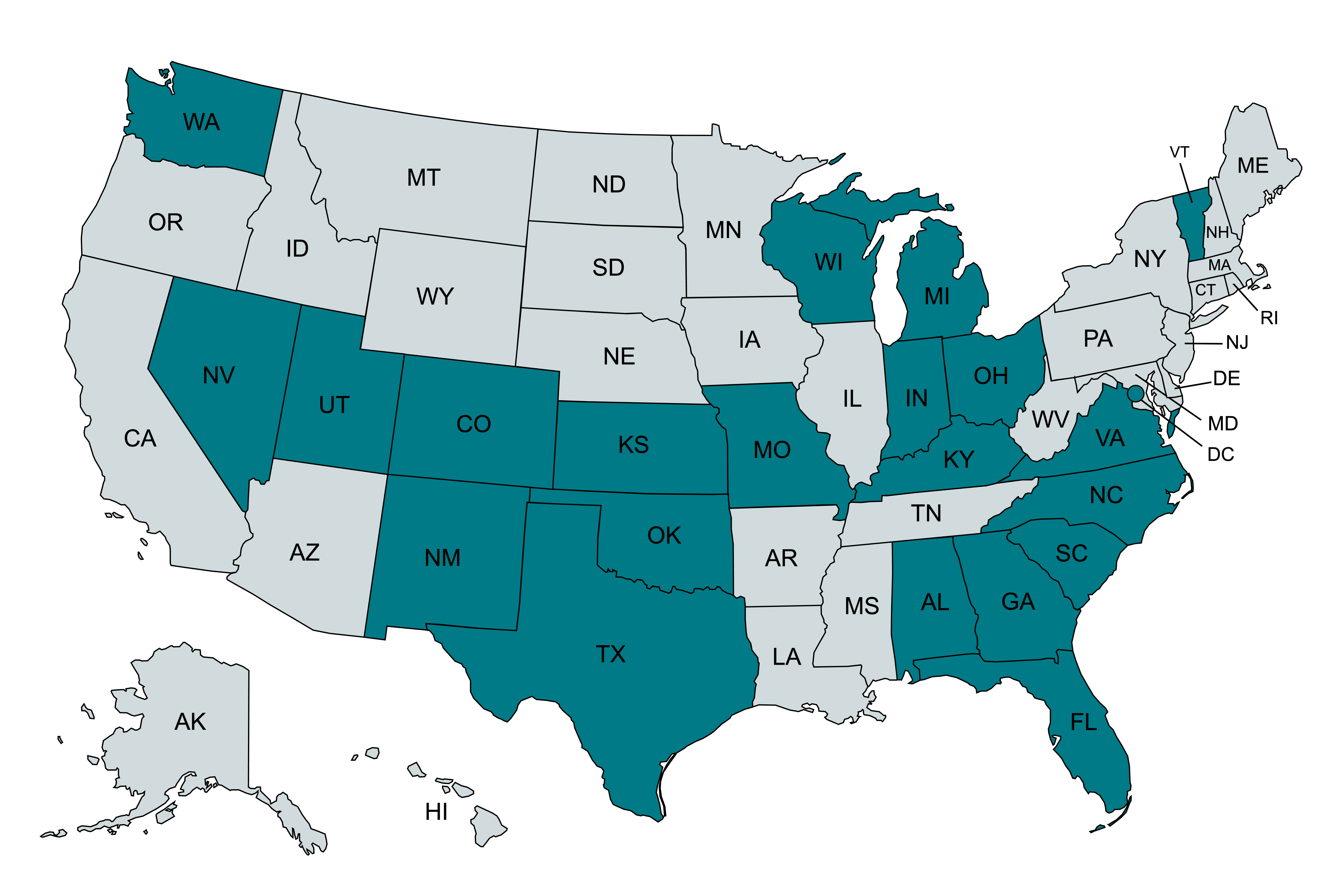 map showing where caas can work