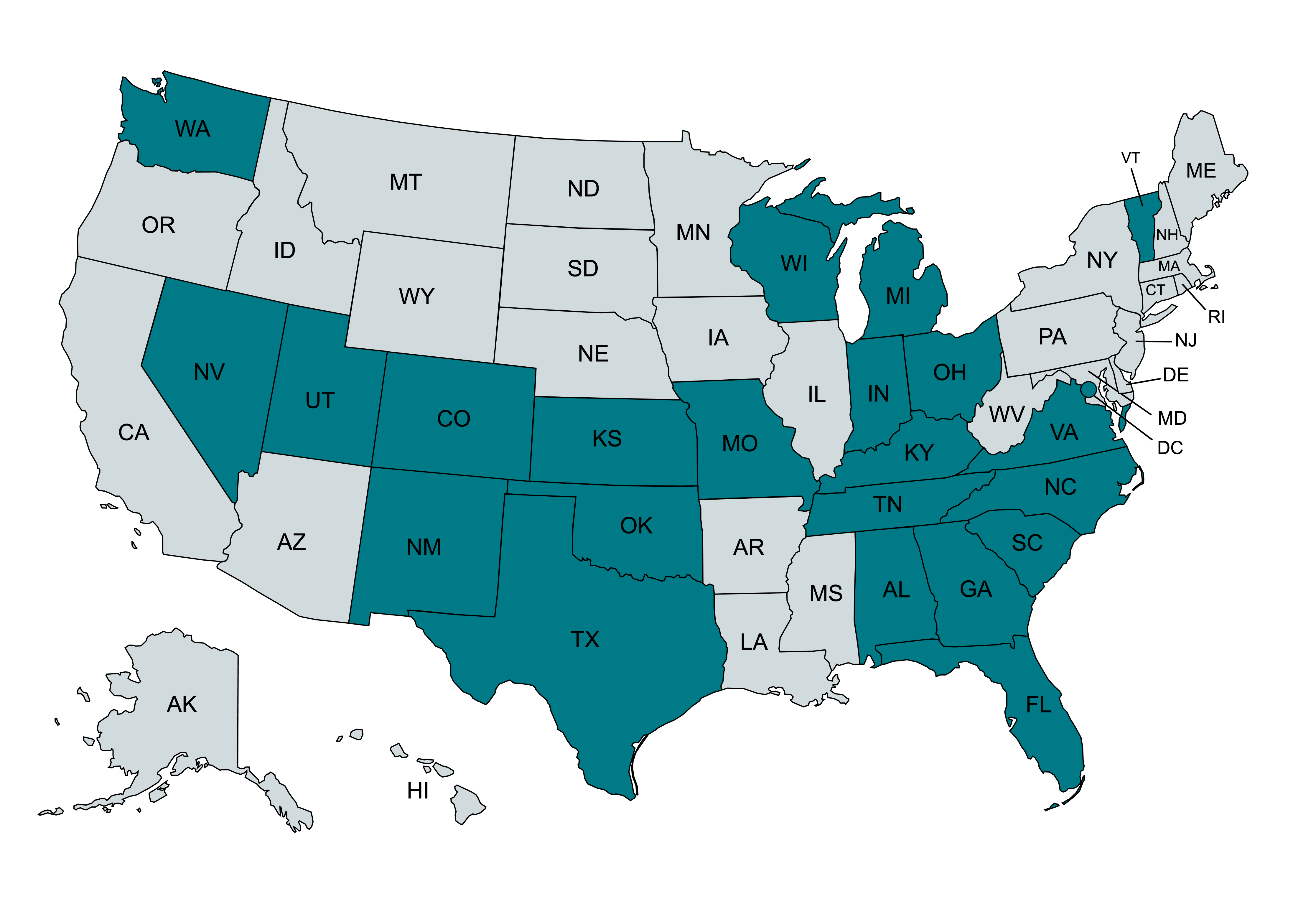 map showing where caas can work