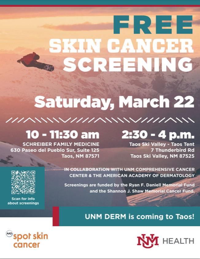 Taos Skin Cancer Screening Flyer 2025