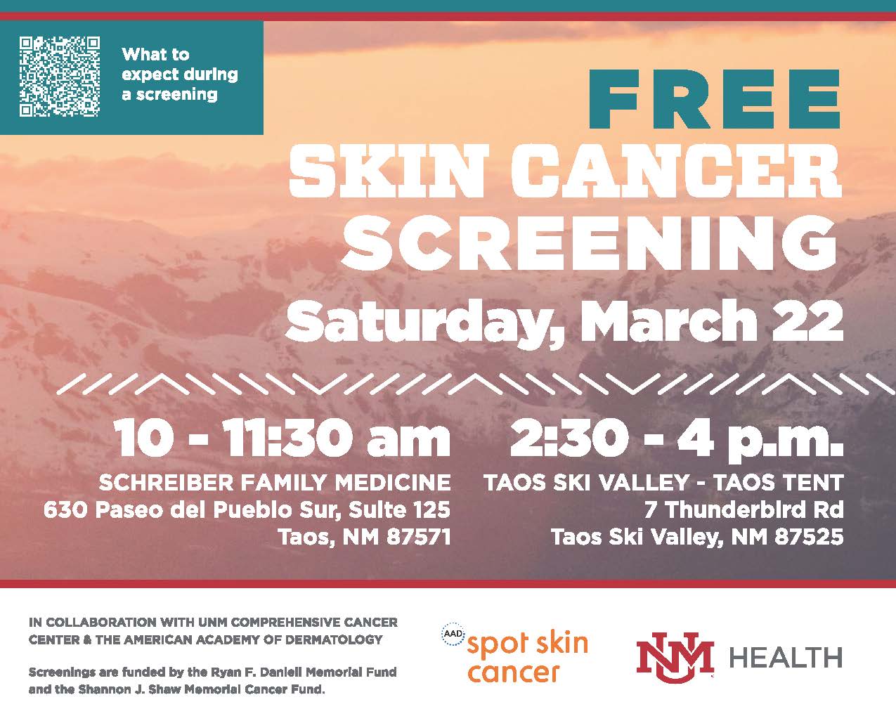 Taos Skin Cancer Screening Flyer 2025