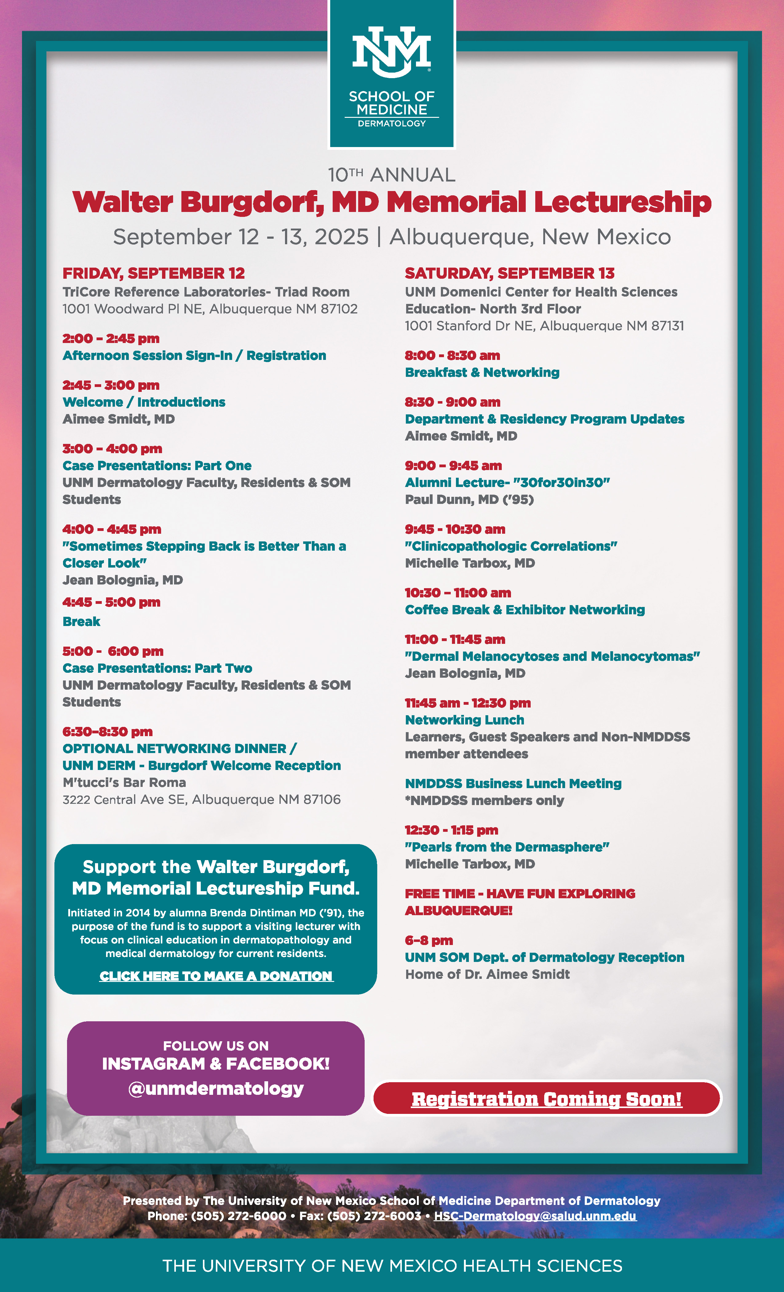 10th Annual Burgdorf Memorial Lectureship Agenda