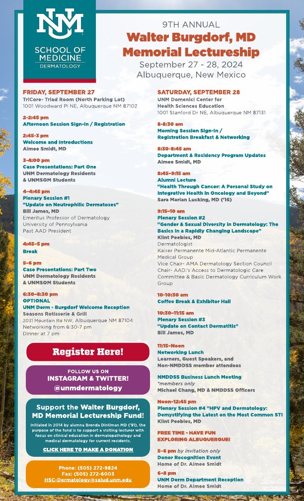 SOM Dermatology Burgdorf Lectureship Agenda flyer 2024