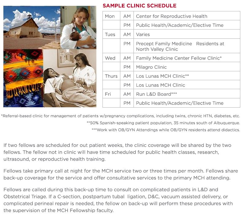 MCH Sample Clinic Schedule