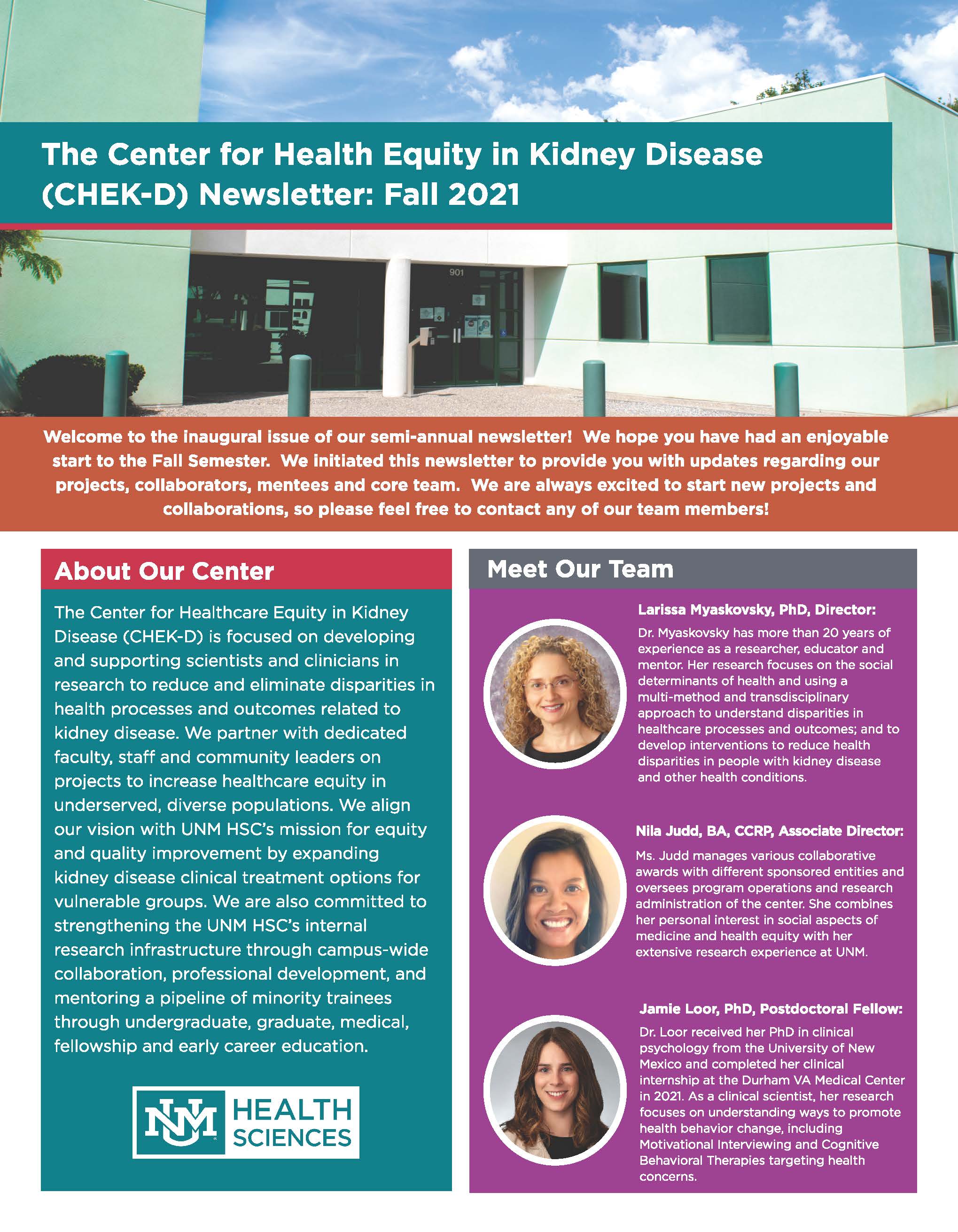 Inaugural CHEK-D Newsletter Page 1