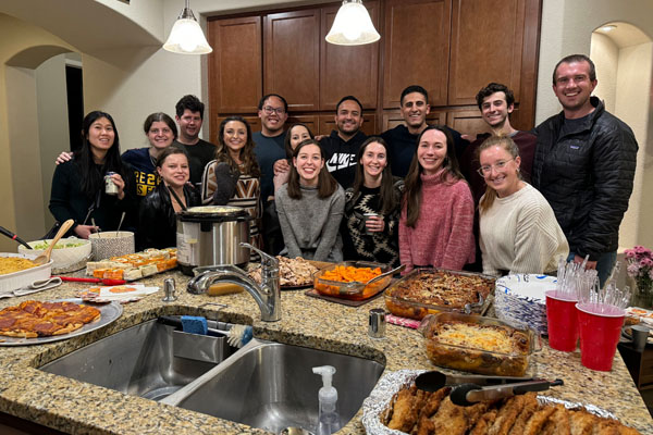 Residents celebrating "Friendsgiving" together.