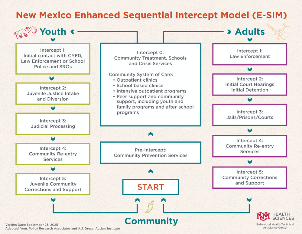 New Mexico Enhanced Sequential Intercept Model Diagram