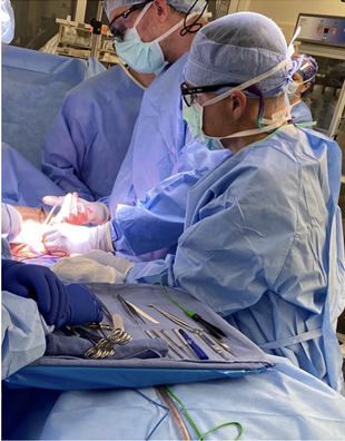 Cirujanos que realizan una operación