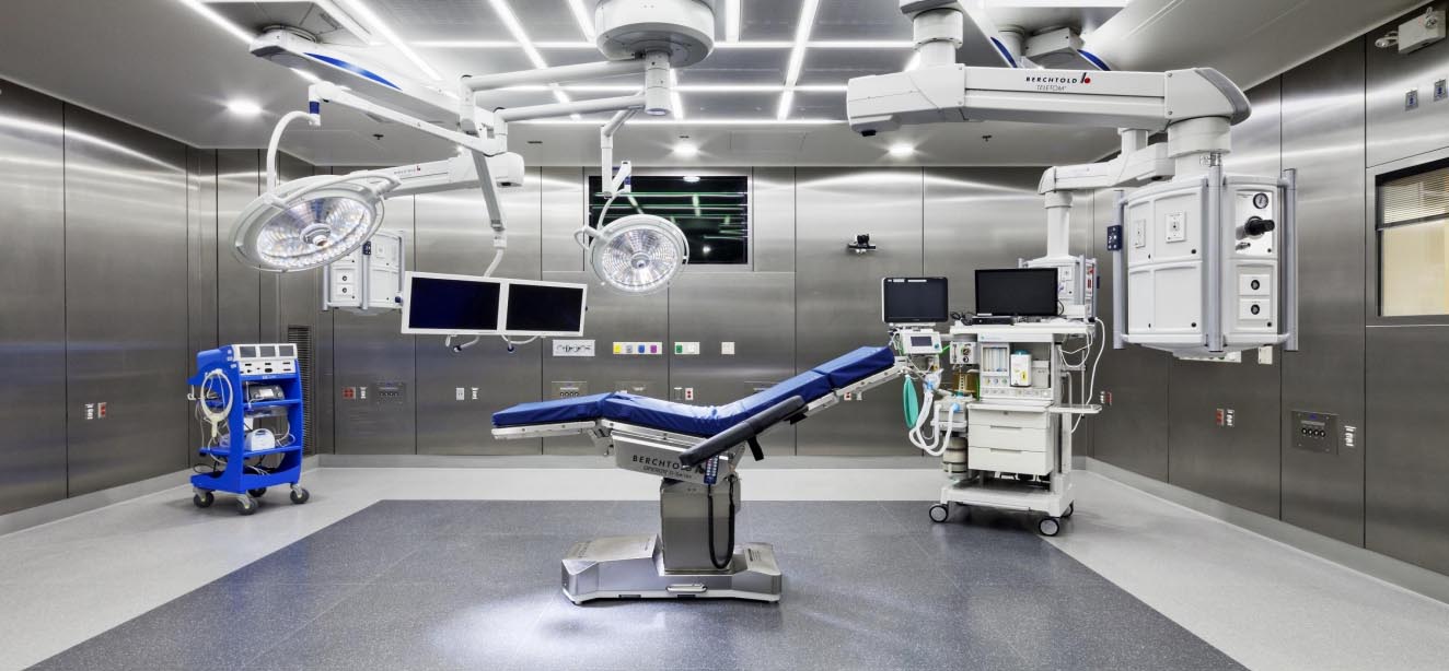 Operating room with stainless steel walls