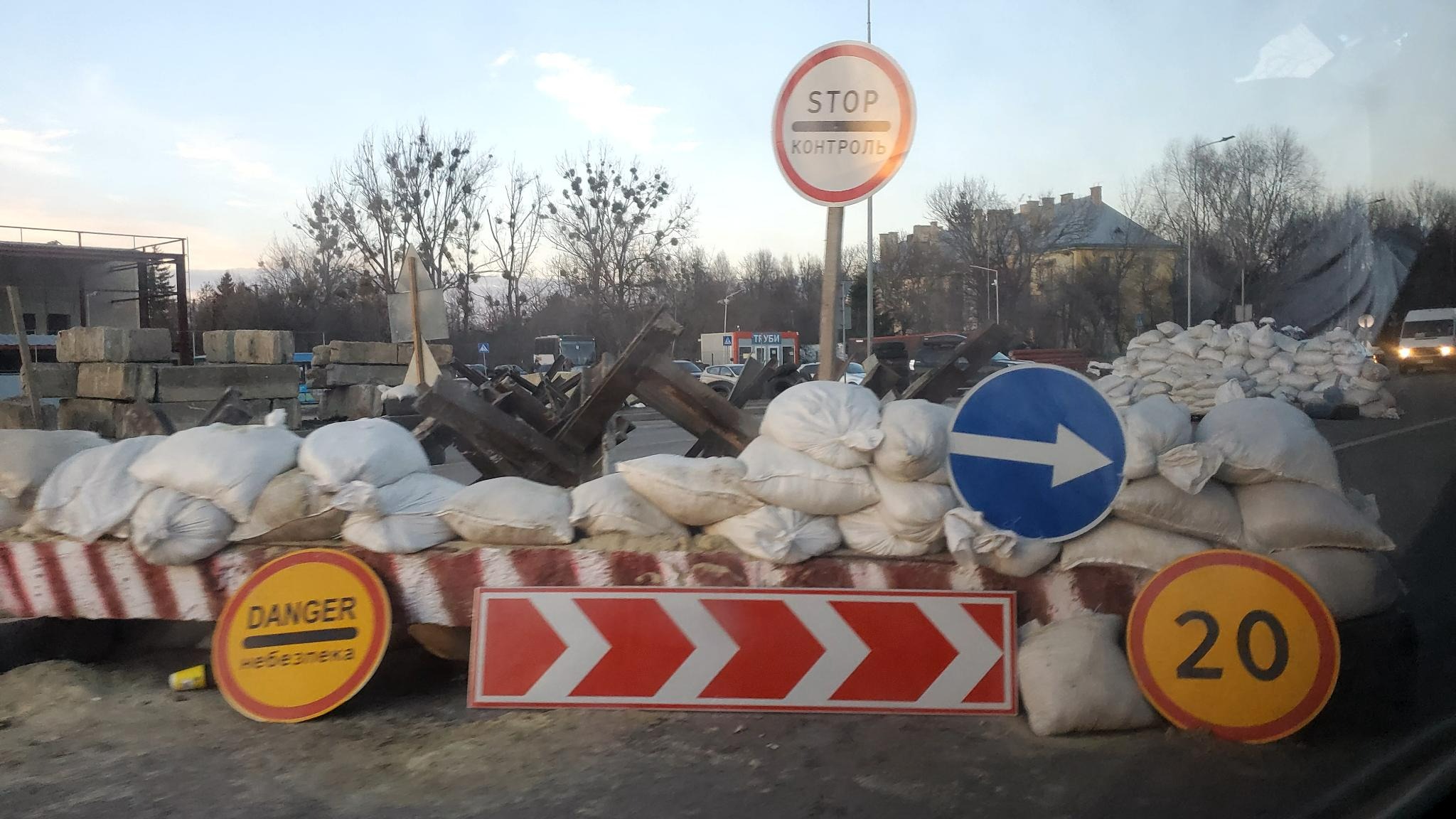 Barricade near the Ukrainian border