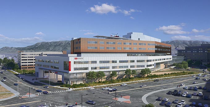 עיבוד קונספט של מגדל בית החולים החדש של UNM
