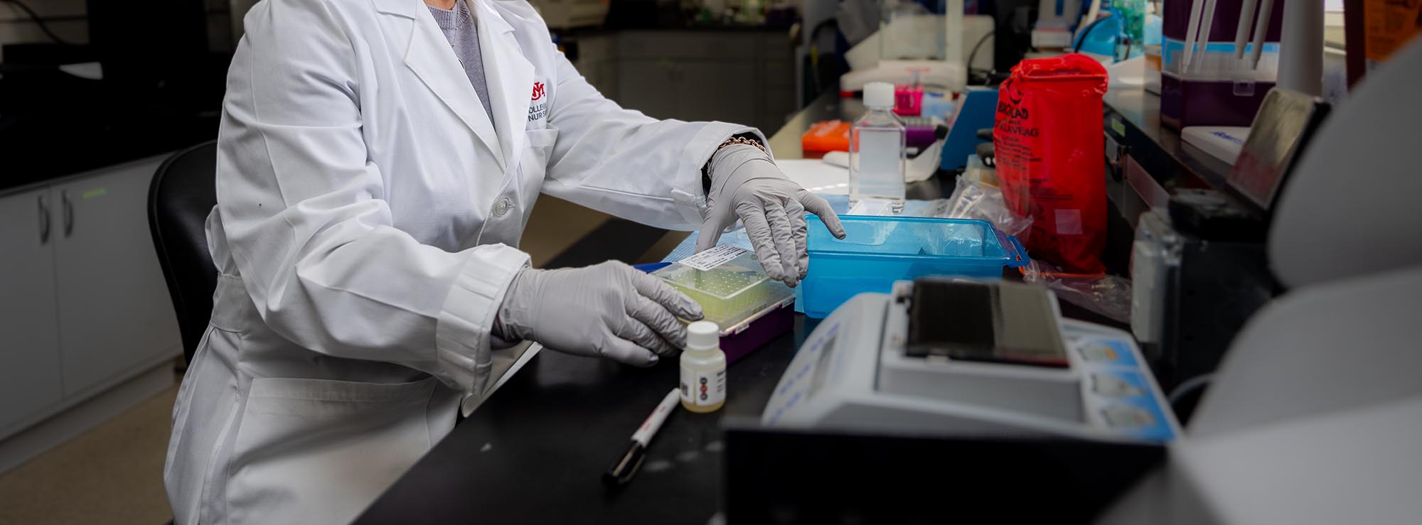 A person working in a medical lab