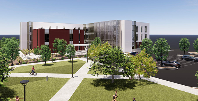 Modell des neuen Gebäudes der School of Public Health