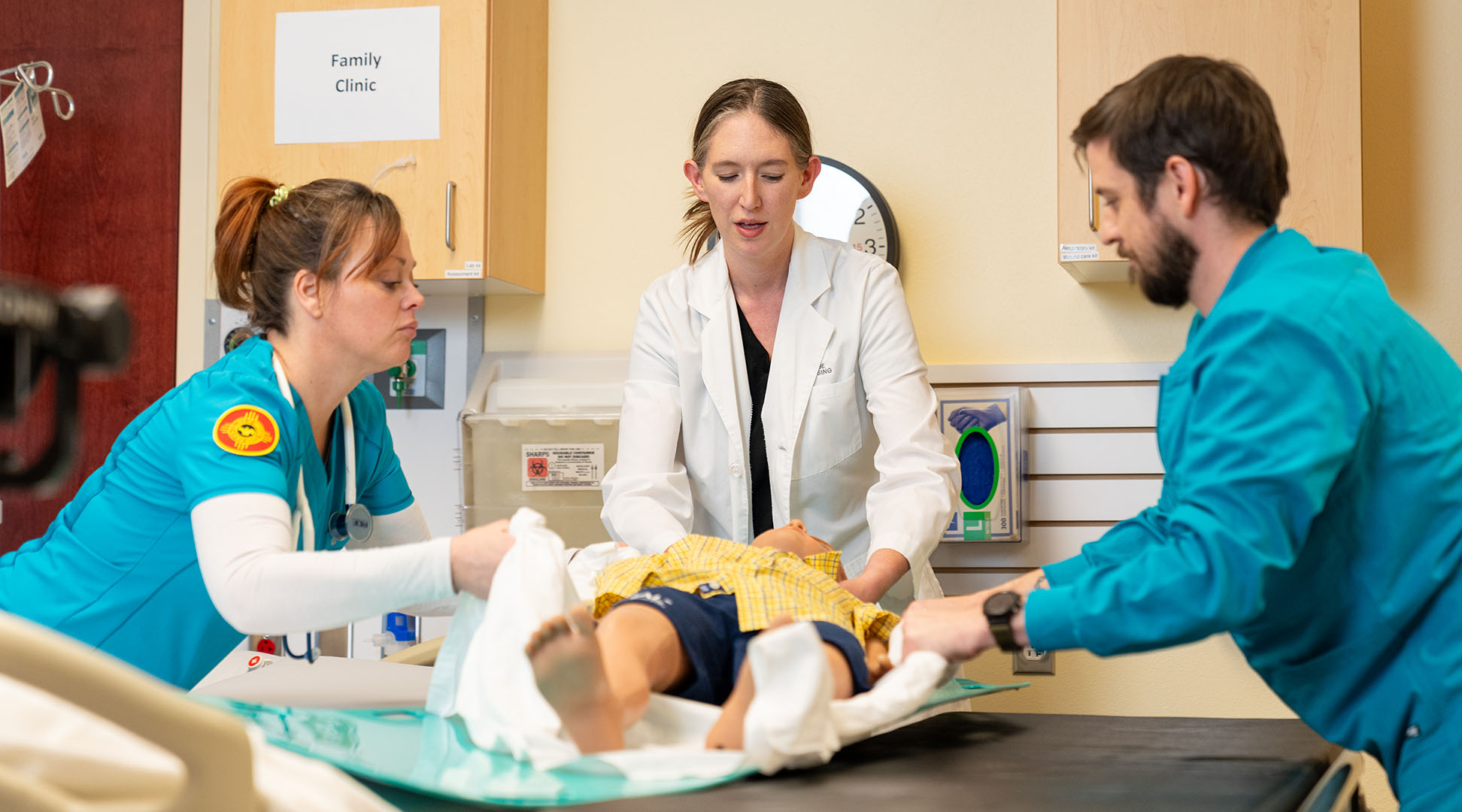 Students practice patient positioning