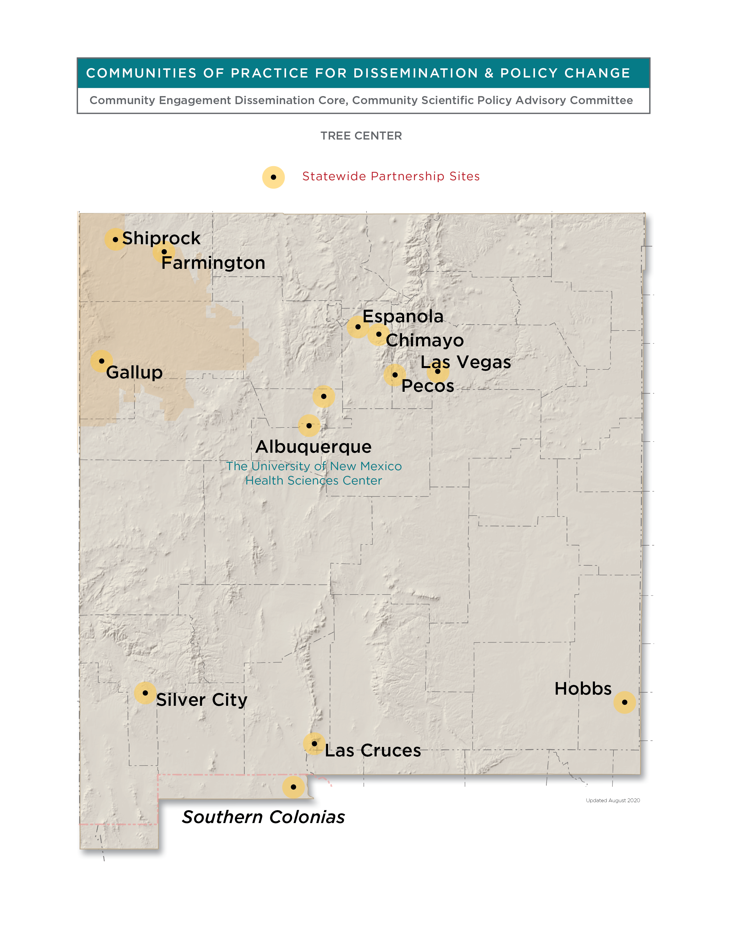 Mapa do UNM HSC CEDC do Novo México.