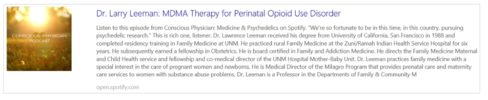 Dr. Larry Leeman: Terapia con MDMA para el trastorno perinatal por consumo de opioides