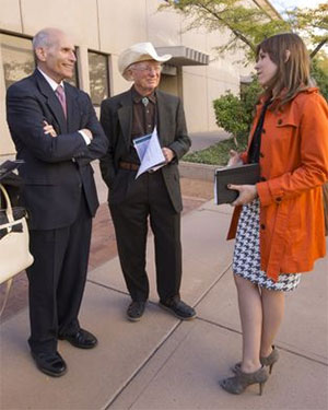 Williams speaks with Dr. Roth at the groundbreaking ceremony